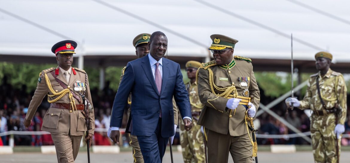 President William Ruto inspects the guard of honor during a past KWS event
