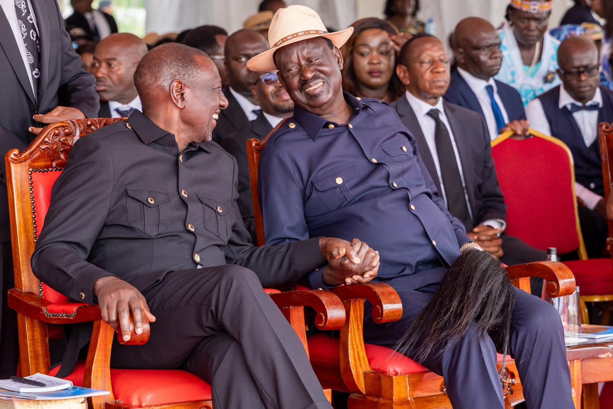 President william Ruto and ODM Party Leader Raila Odinga. Photo: William Ruto Source: Facebook 