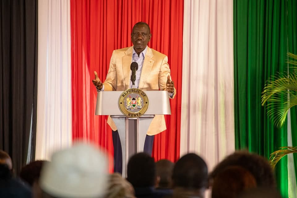 President William Ruto speaks during Karen PG meeting. Photo: Raila Odinga Source: Facebook.