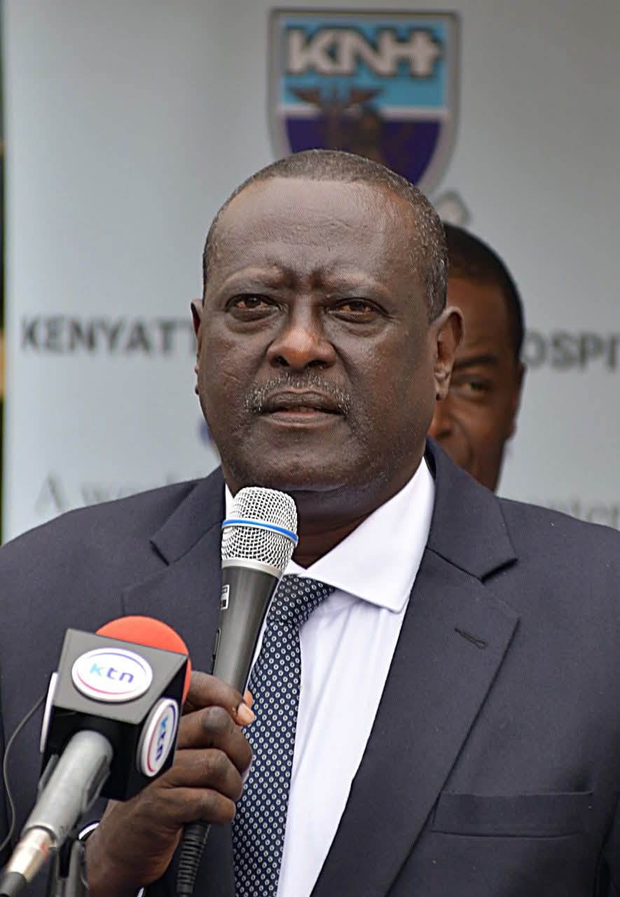 Newly installed KNH CEO Dr. Richard Lesiyampe. Photo: Ministry of Health Source: Facebook.