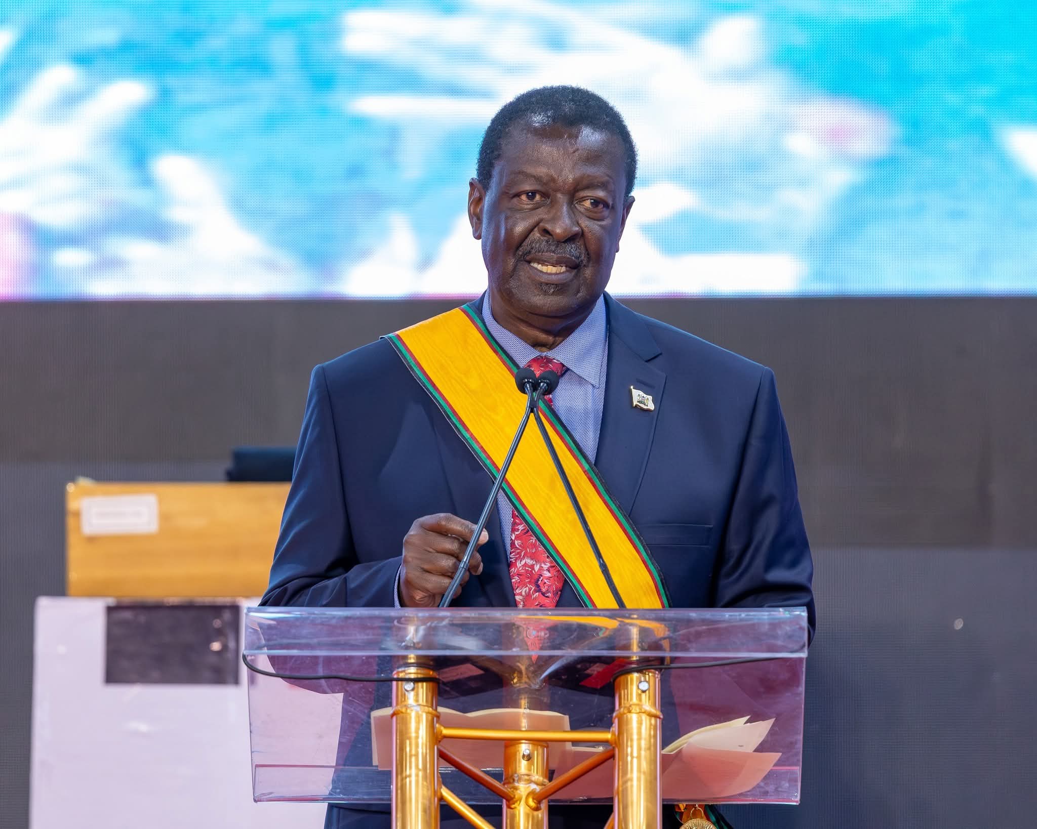 Prime CS Musalia Mudavadi speaks during Katiba Day event at KICC in Nairobi. Photo: Musalia Mudavadi Source: Facebook.