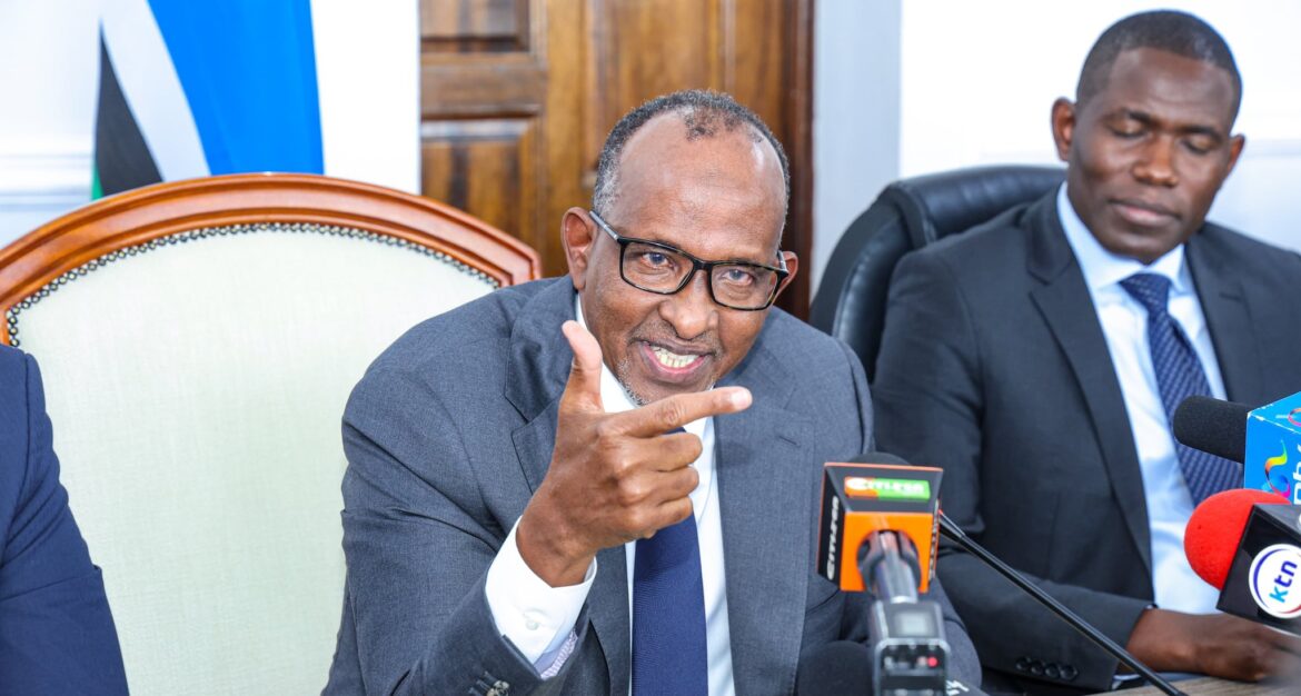 Health CS Aden Duale speaks to the media on Monday, August 25, 2025. Photo: Aden Duale Source; Facebook.