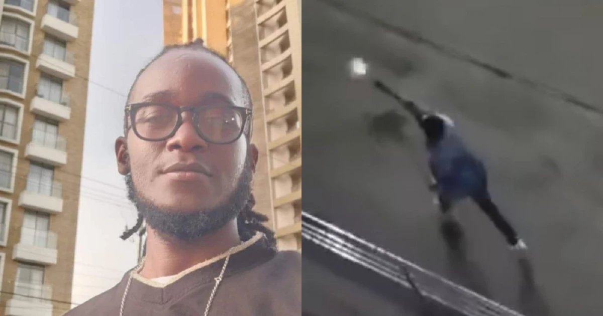 A photogrid image bearing photos of the late Rex Masai and a civilian cop firing. Photo: Citizen TV Kenya Source: Facebook