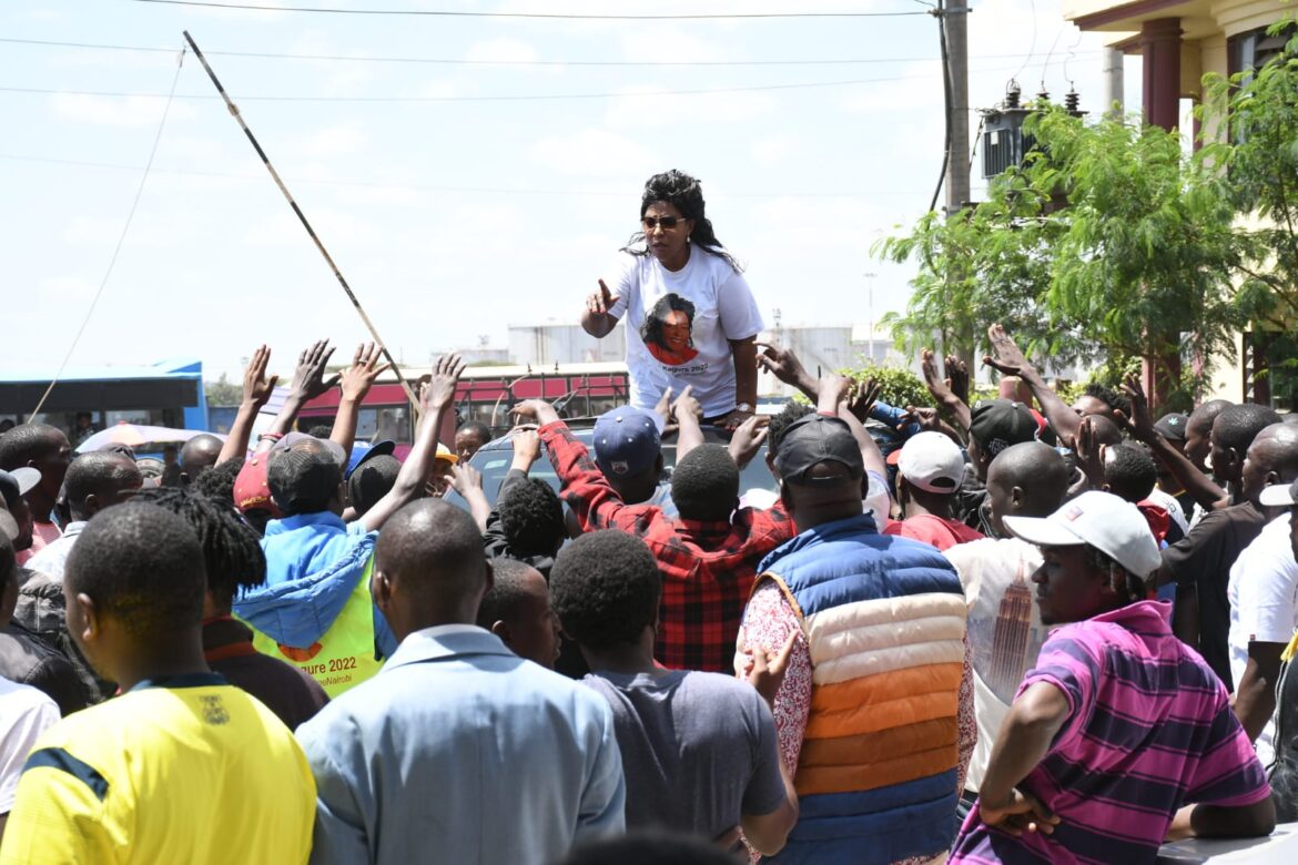 City tycoon Agnes Kagure addresses the crowd during a past rally. Photo: Agnes Kagure | Facebook