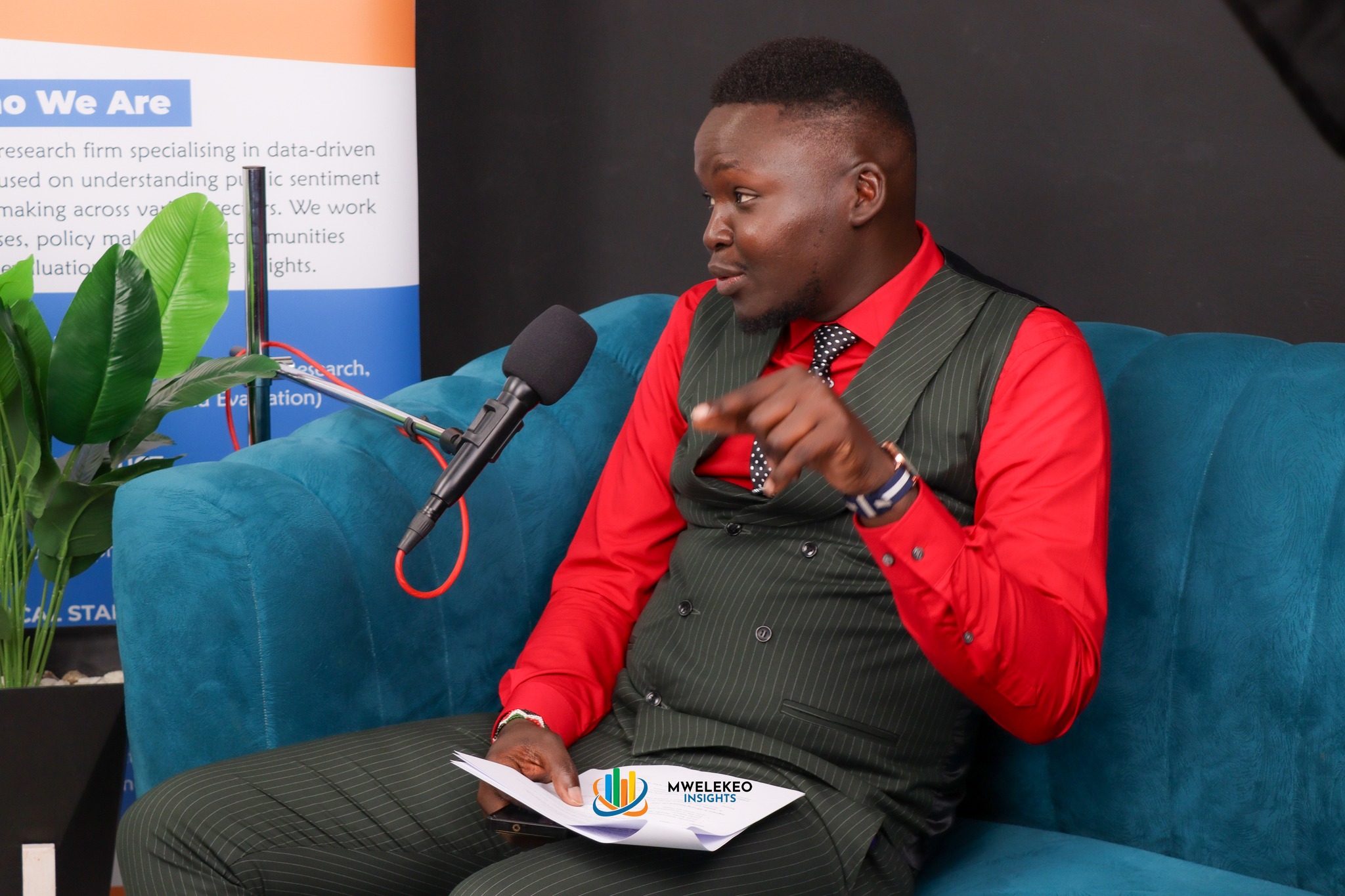 Tony Nyakoko gestures during a crucial debate on Fiscal policies on Mwelekeo TV. Photo: Mwelekeo Insights Source: Facebook