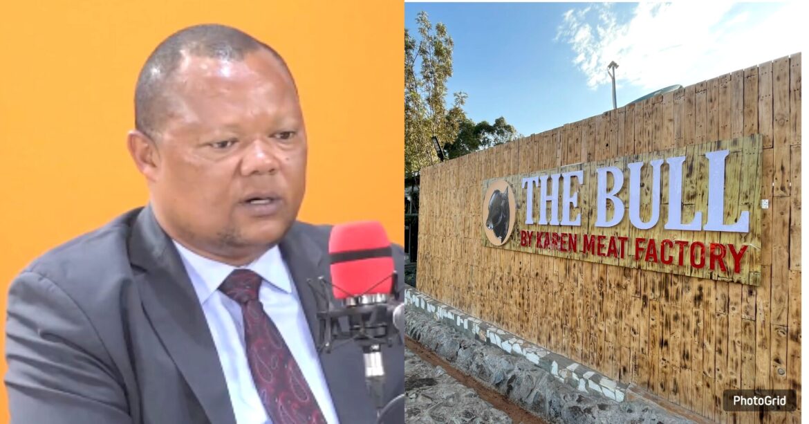 A photo-grid photo of Andrew Wakahiu and The Bull meat joint.