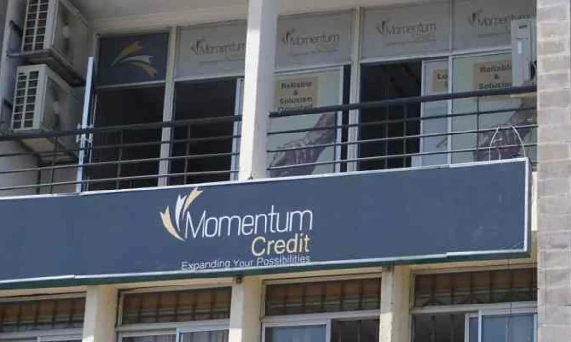 A building painted with Momentum Credit logo. Photo: Nyakundi Report Source: X