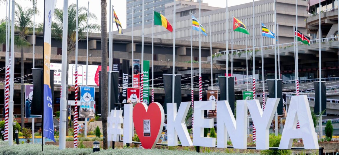 High-res image showing I love Kenya signage, at KICC grounds in Nairobi. Photo: Magical Kenya