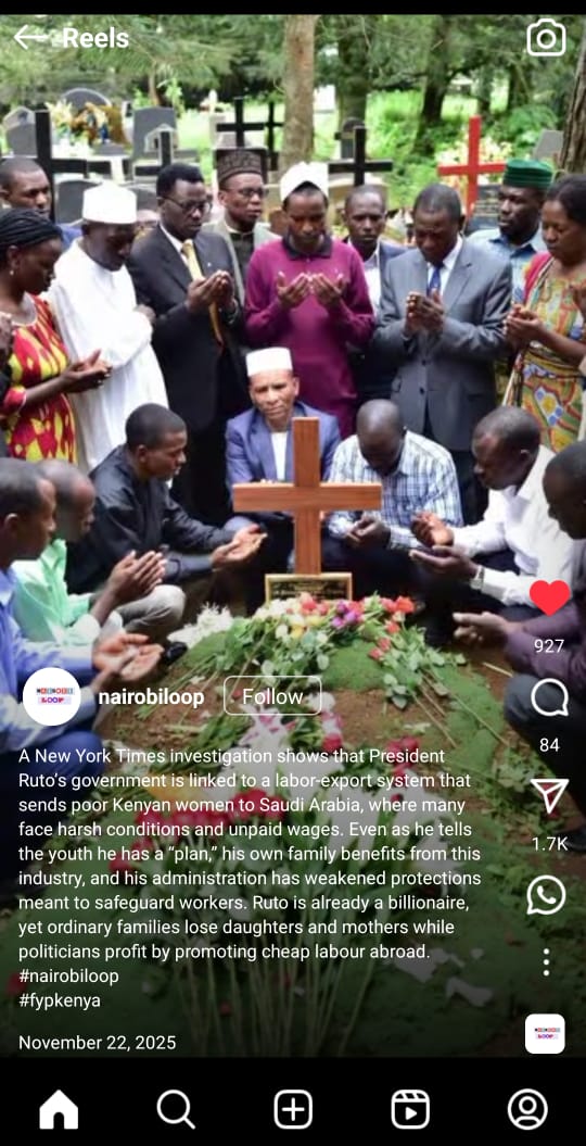 A screengrab by Nairobi Loop, Local media outlet used in the misleading campaign. Photo: Screengrab by Kenya Digest