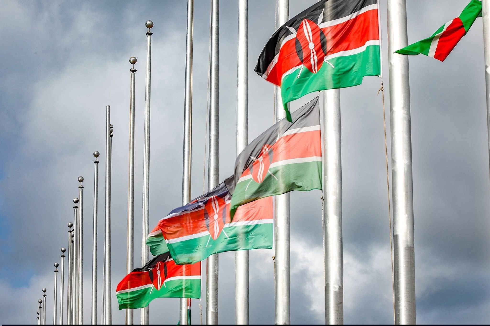 Kenyan flags hoisted at JKIA. Photo: Kithure Kindiki Source: Facebook