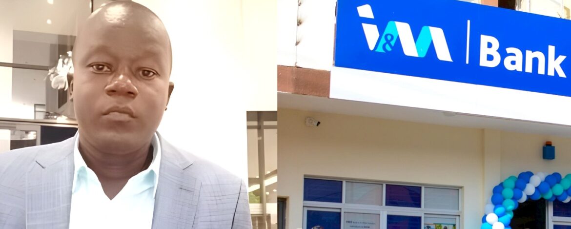 A photogrid of businessman Ouma Neko and I&M Bank entrance.