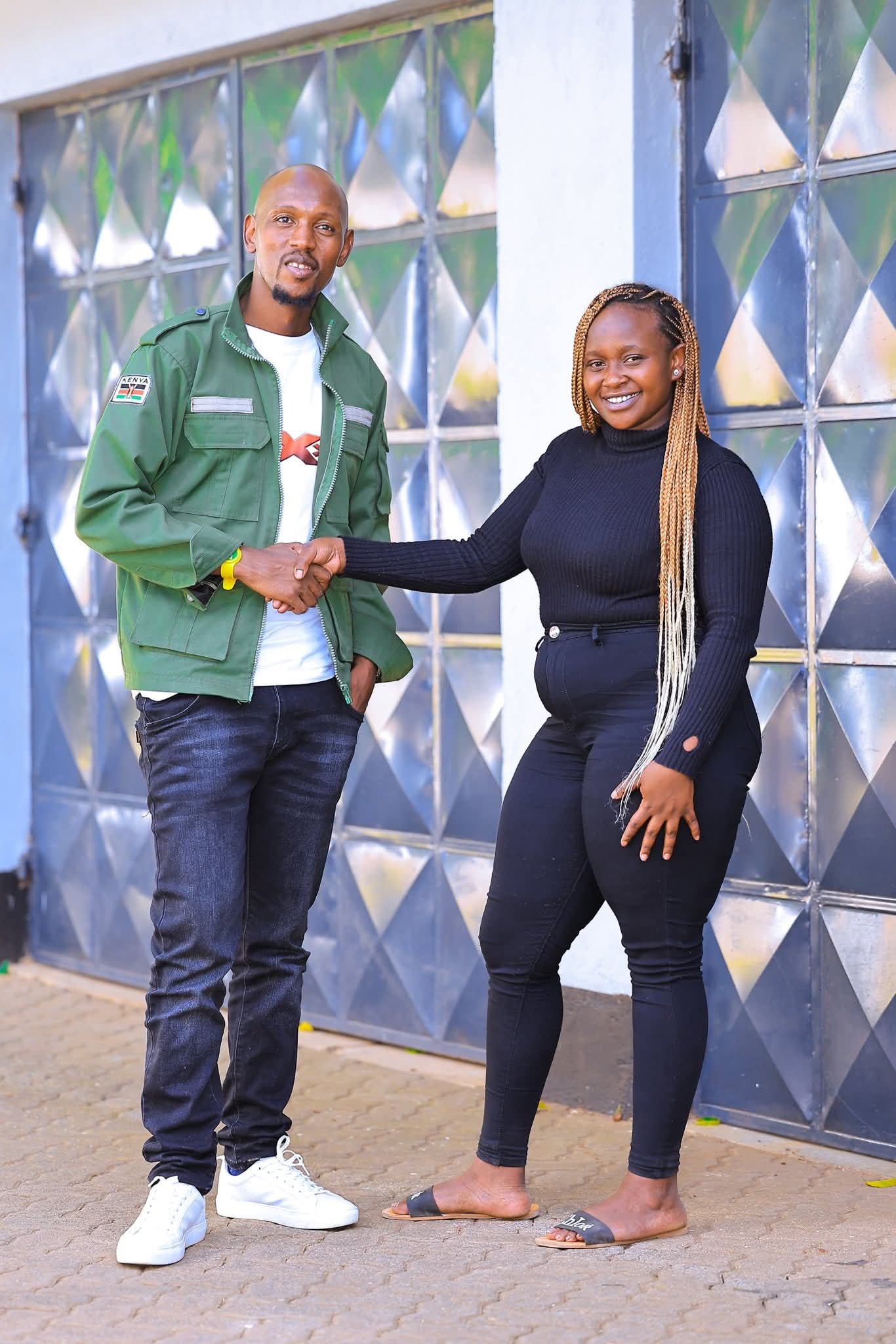 Mosiria with Naipei, the woman whose nude leaked. Photo: Geoffrey Mosiria Ke Source: Facebook 