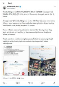 Screenshot by Kenya Digest from @https://x.com/RobertAlai/status/2007047068138000676