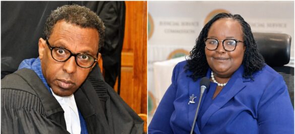 A photo collage of Lawyer Ahmednasir and Lady Justice Josephine Mong'are