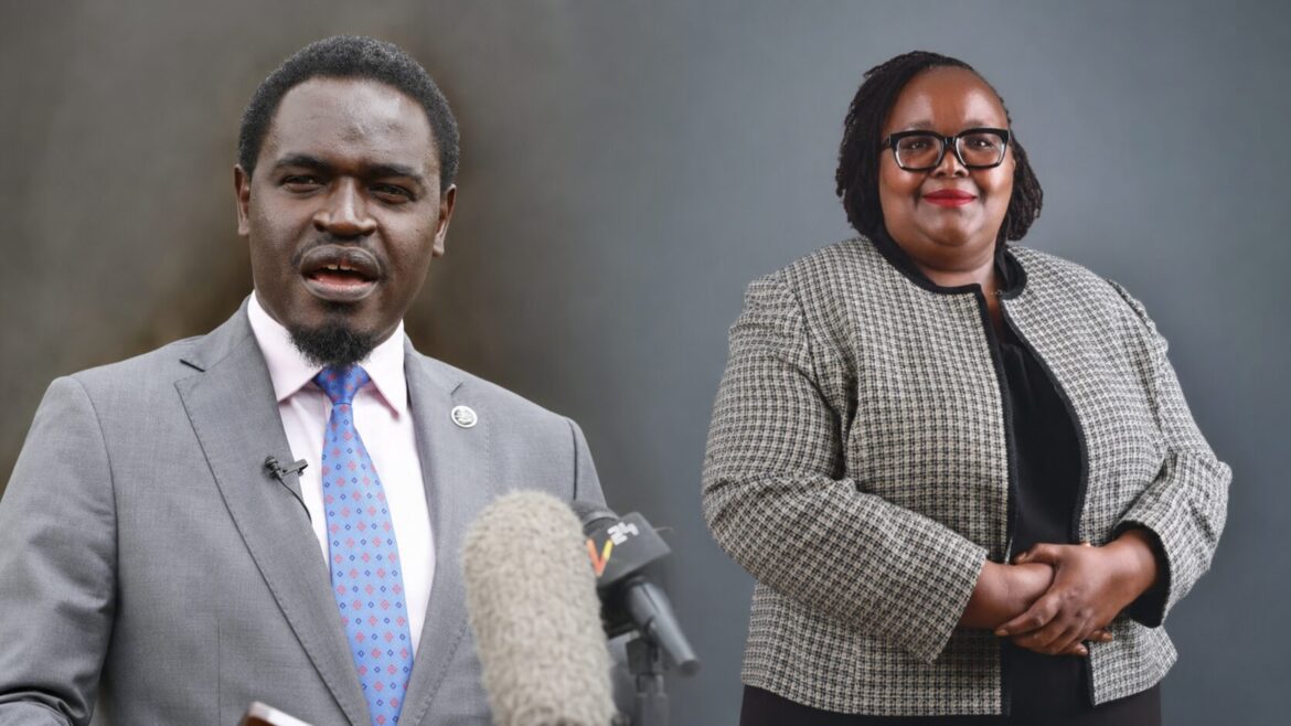 Nelson Havi and Justice Josephine Mong’are featured in a blended landscape photo collage.