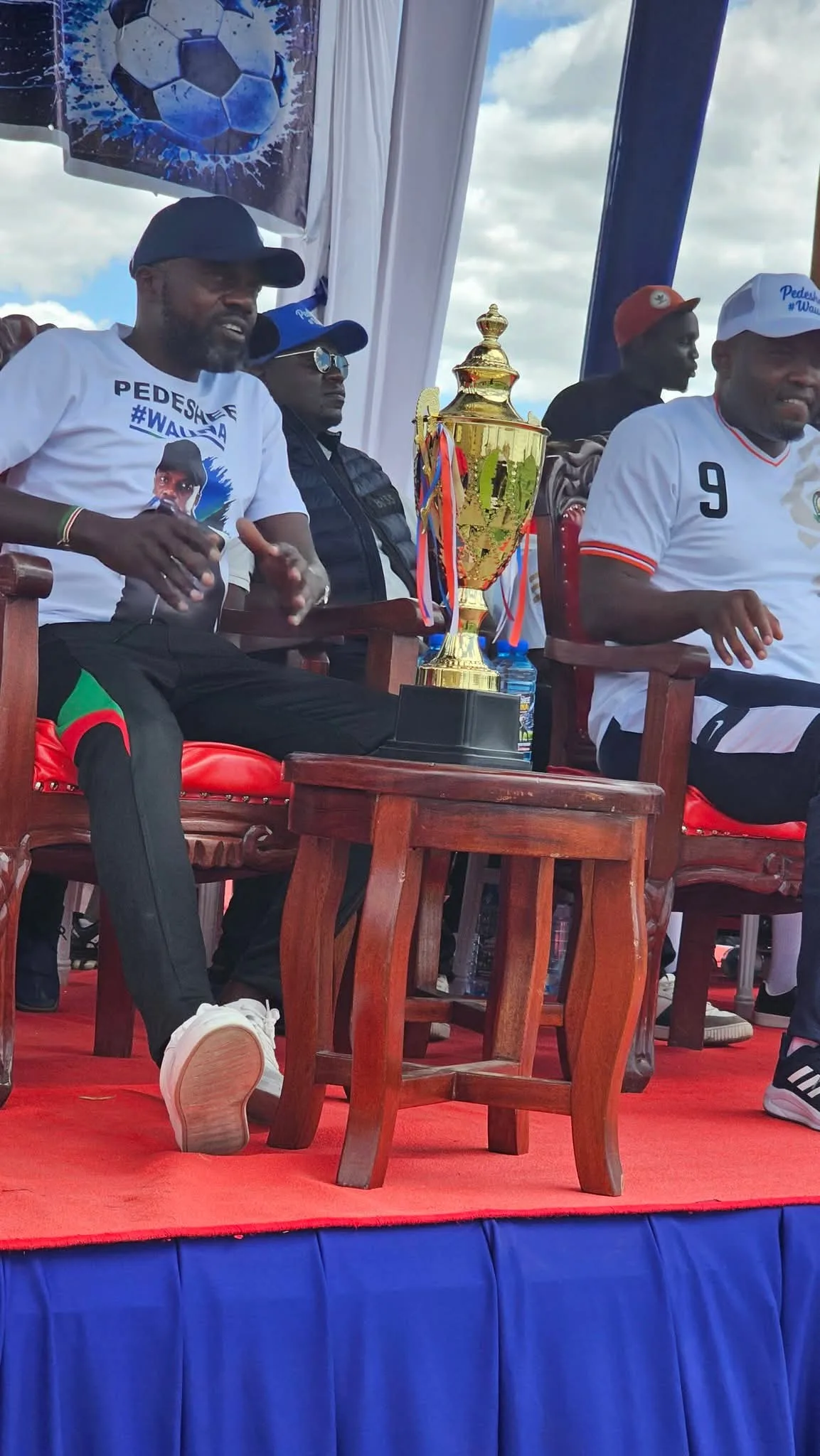 Makadara MP aspirant Geoffrey Wauna during football tournament finals on Sunday, August 30, 2026. Photo/Kenya Digest