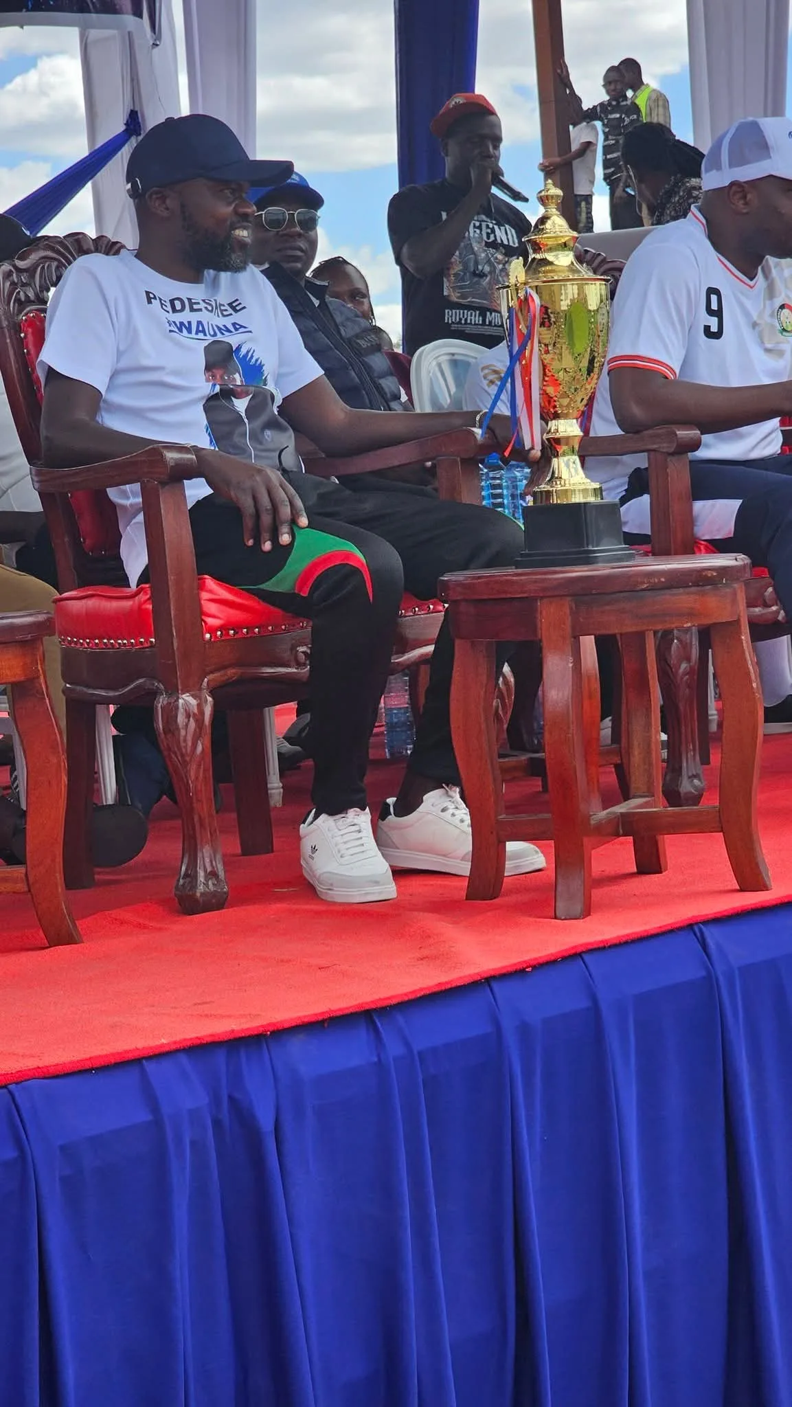 Makadara MP aspirant Geoffrey Wauna during football tournament finals on Sunday, August 30, 2026. Photo/Kenya Digest