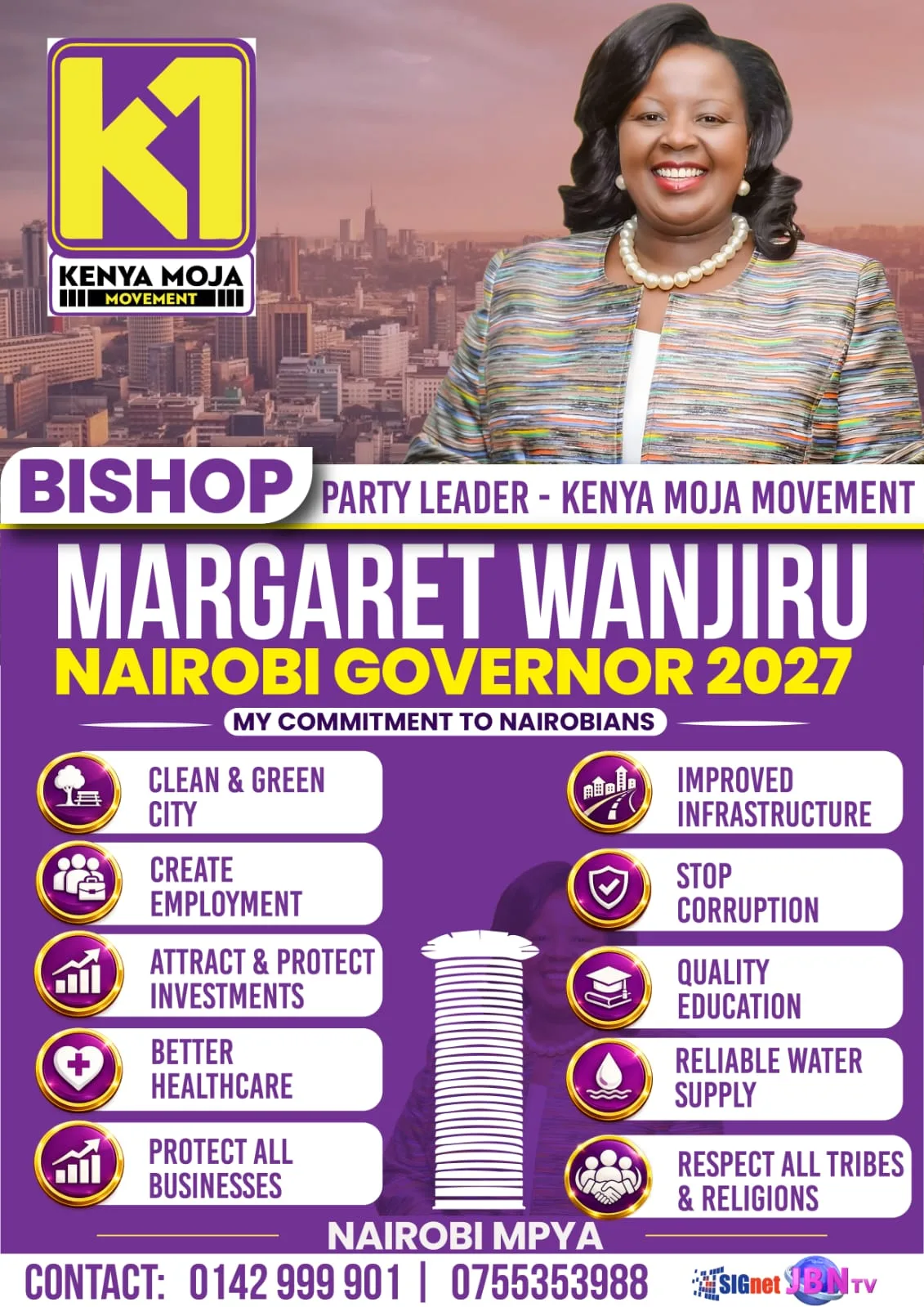A well designed poster for Bishop Margaret Wanjiru. Photo/@margaretwanjirubmw/Facebook