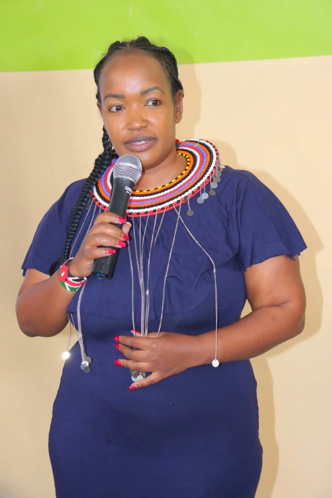 Youthful Simayiai Rakita who is aspiring to be next Kajiando County Woman Representative during a past event. PHOTO/https://web.facebook.com/justine.simayiai